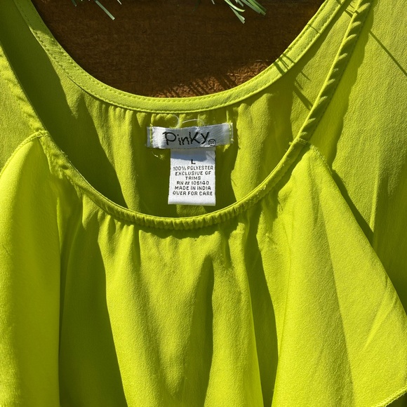 Pinky brand Size L-chartreuse dress - Picture 3 of 4